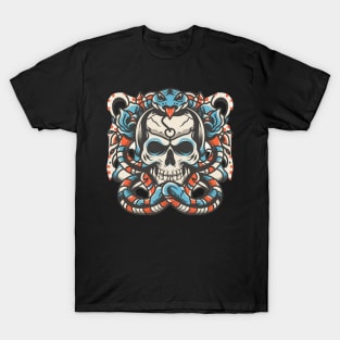 Traditional Skeleton Serpent Tattoo T-Shirt